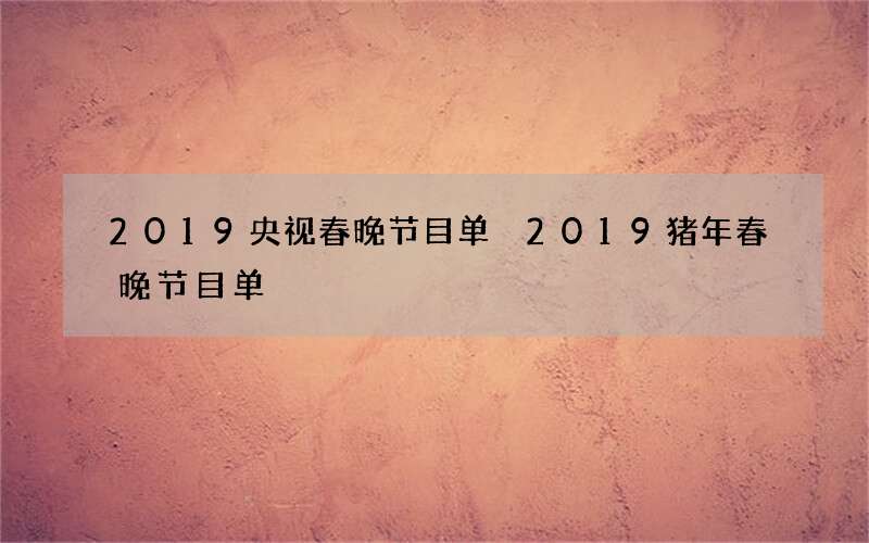 2019央视春晚节目单 2019猪年春晚节目单